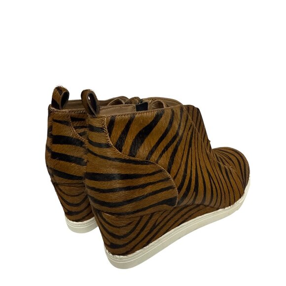 Linea Paolo Women's Wedge Bootie Sneaker Calf Hair Tiger Stripe Zip Size 12 NEW - Picture 6 of 12